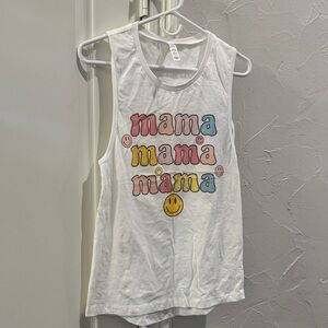 White Sleeveless Kids Top with Colorful 'Mama' Print